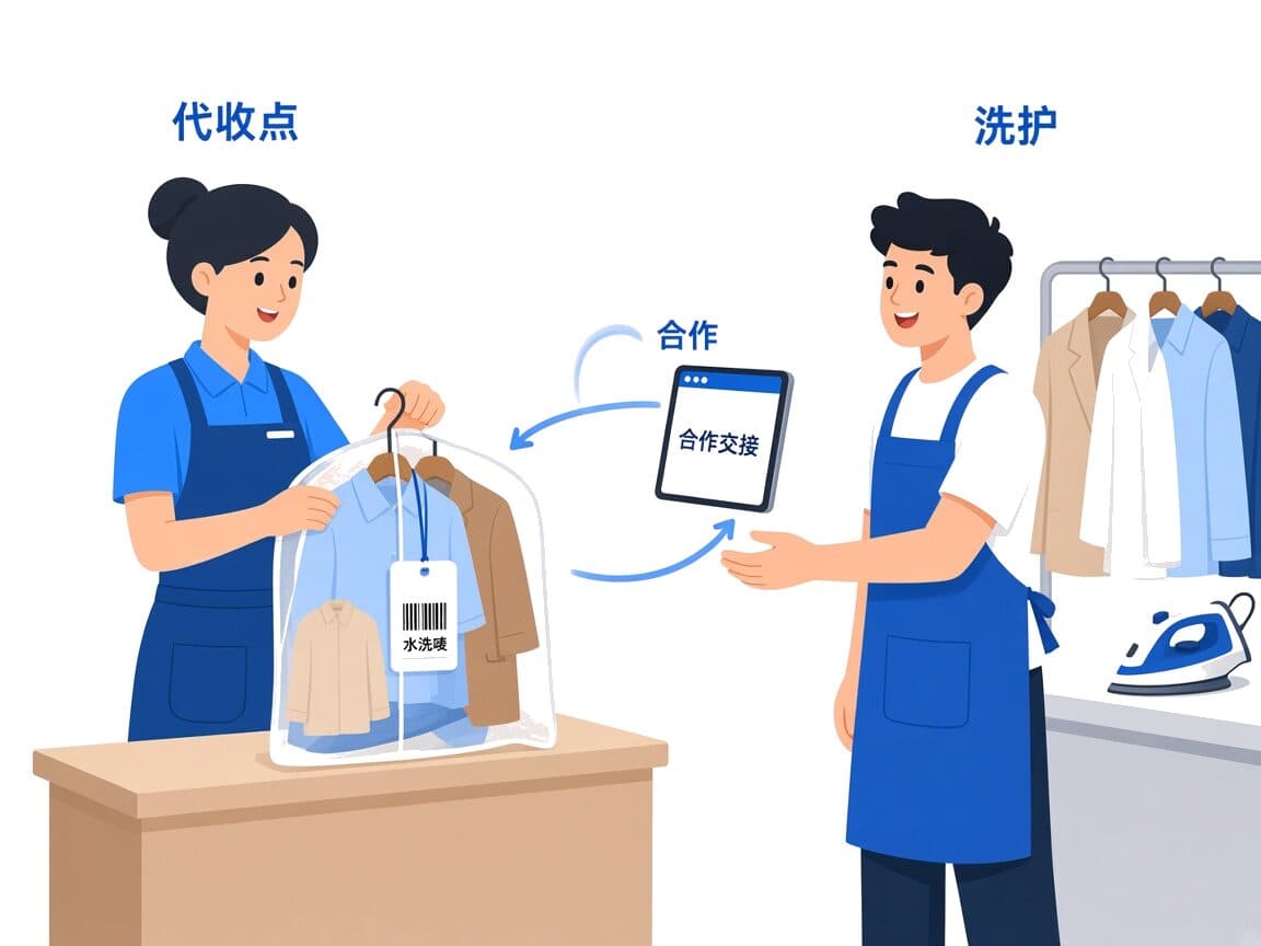 代收点与洗护方通过合作交接衣物与水洗唛订单示意